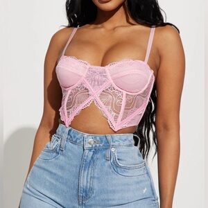 Fashion Nova corset pink lace top